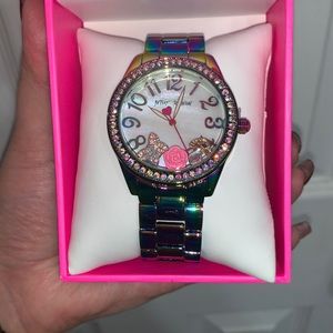 Betsey Johnson iridescent watch charms mushroom new purple blue